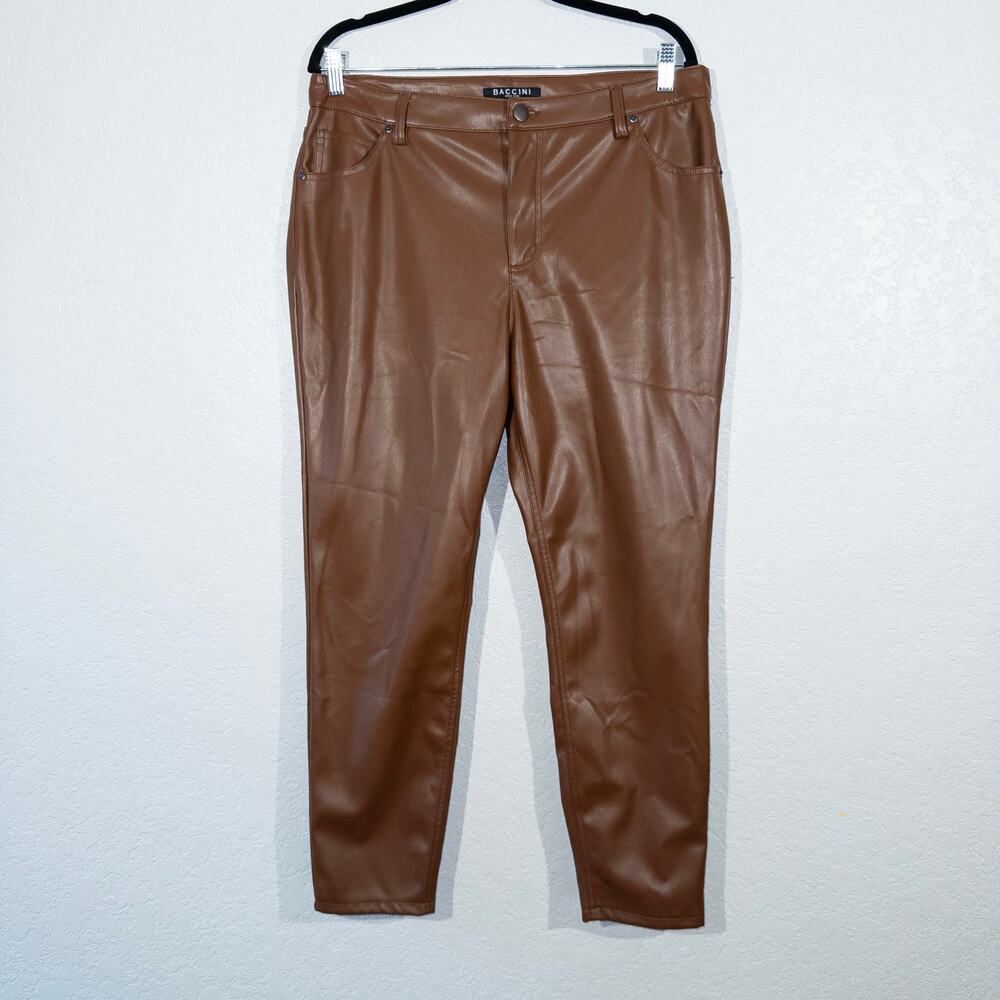 New Baccini Brown Faux Leather High Rise Skinny Pants Size 14